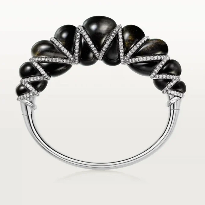 Cartier Libre Tressage Bracelet, Obsidian, Diamonds