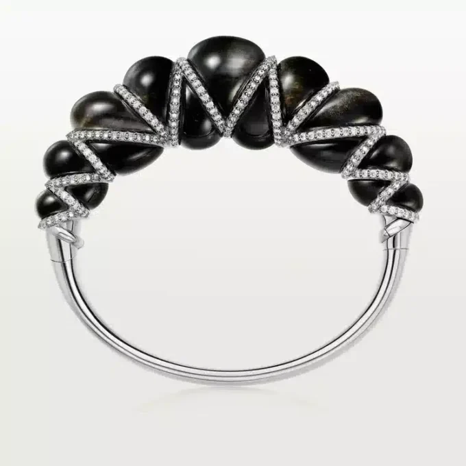 Cartier Libre Tressage Bracelet, Obsidian, Diamonds
