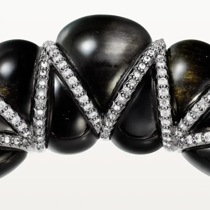 Cartier Libre Tressage Bracelet, Obsidian, Diamonds