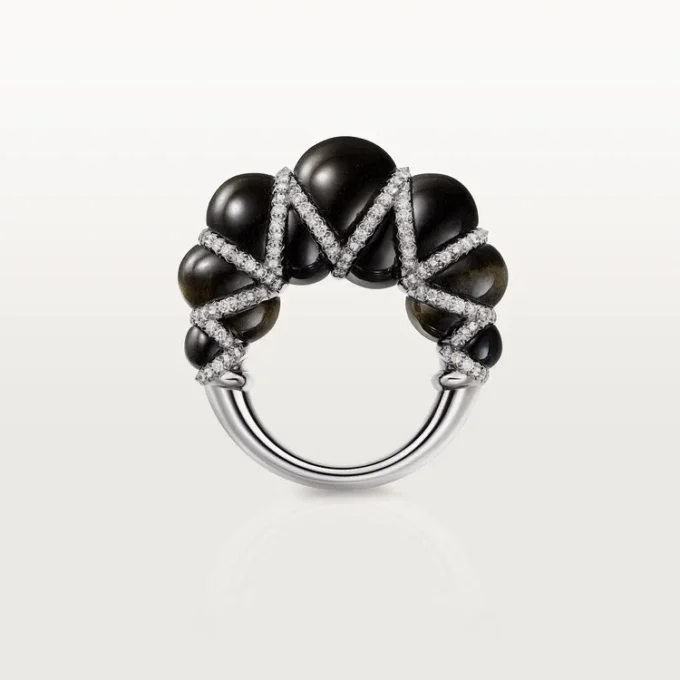 Cartier Libre Tressage Ring, Obsidian, Diamonds