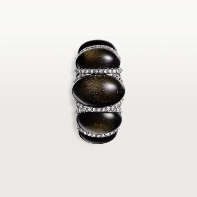 Cartier Libre Tressage Ring, Obsidian, Diamonds