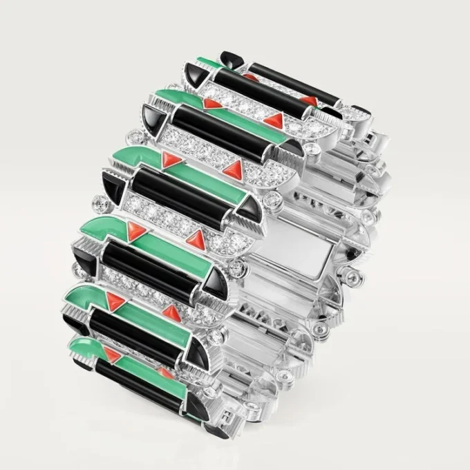 Geometrie & Contrastes Bracelet, Chrysoprase, Paved