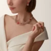 Geometrie & Contrastes Earrings, Coral, Paved