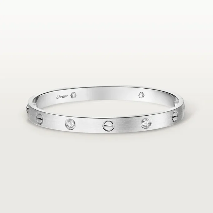 Love Bracelet, Classic Model, Brushed, 4 Diamonds