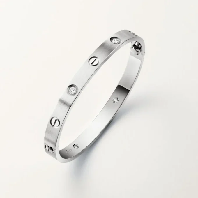 Love Bracelet, Classic Model, Brushed, 4 Diamonds