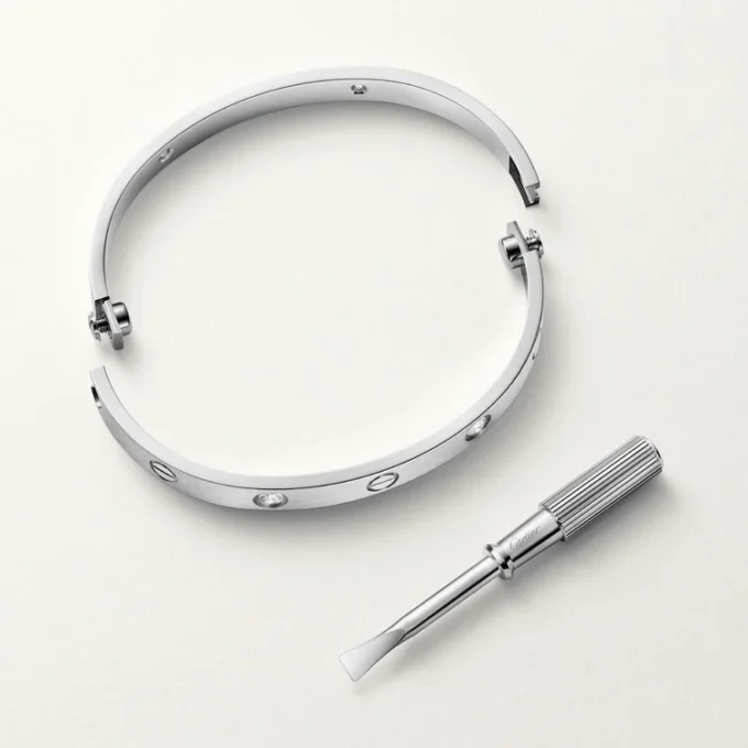 Love Bracelet, Classic Model, Brushed, 4 Diamonds