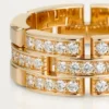 Maillon Panthere Ring, 3 Half Diamond-Paved Rows – Pink Gold, Diamonds – Cartier