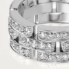 Maillon Panthere Ring, 3 Half Diamond-Paved Rows – White Gold, Diamonds – Cartier