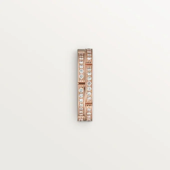 Maillon Panthere Thin Wedding Band, 2 Half Diamond-Paved Rows – Pink Gold, Diamonds – Cartier