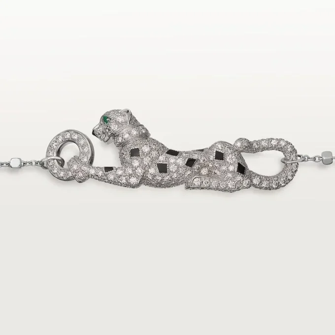 Panthere De Cartier Bracelet, on Chain, Half-Paved