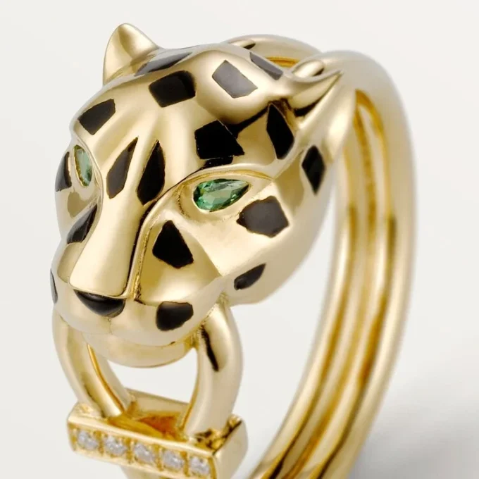 Panthere De Cartier Ring – Yellow Gold, Lacquer, Diamonds, Tsavorite Garnet – Cartier