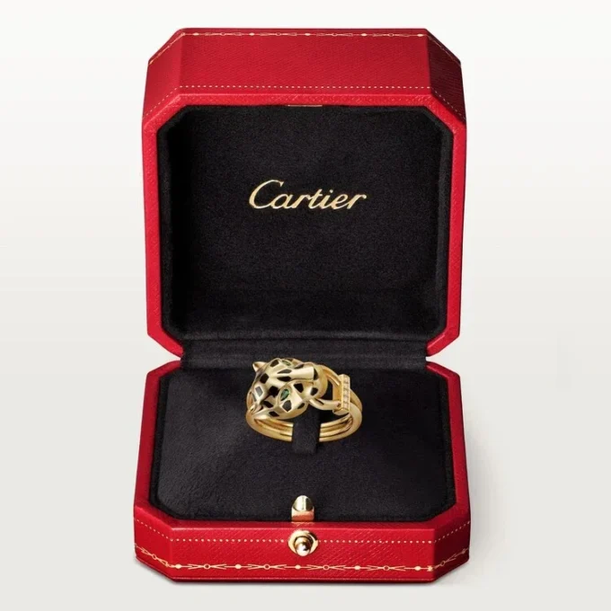 Panthere De Cartier Ring – Yellow Gold, Lacquer, Diamonds, Tsavorite Garnet – Cartier