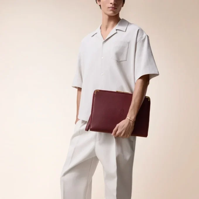 Portfolio, Must De Cartier – Burgundy Calfskin, Golden Finish – Cartier