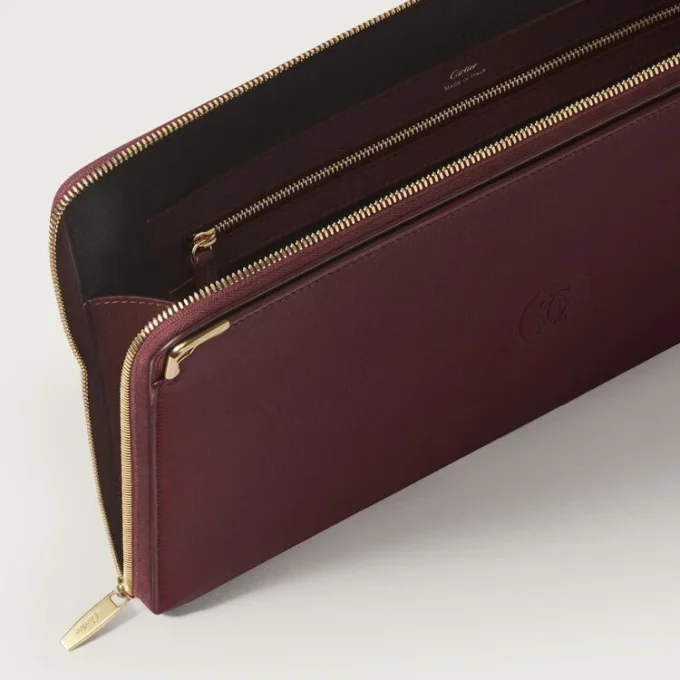 Portfolio, Must De Cartier – Burgundy Calfskin, Golden Finish – Cartier