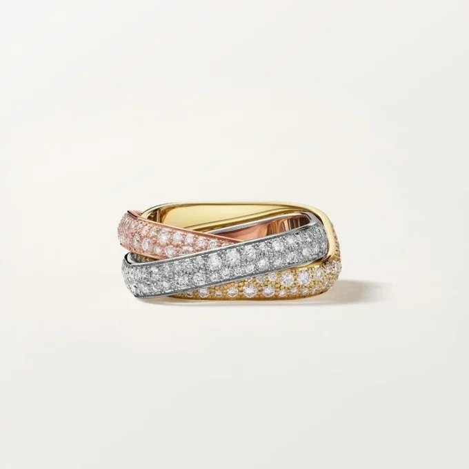 Trinity Cushion Ring, Classic Model, Paved