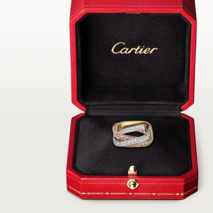 Trinity Cushion Ring, Classic Model, Paved
